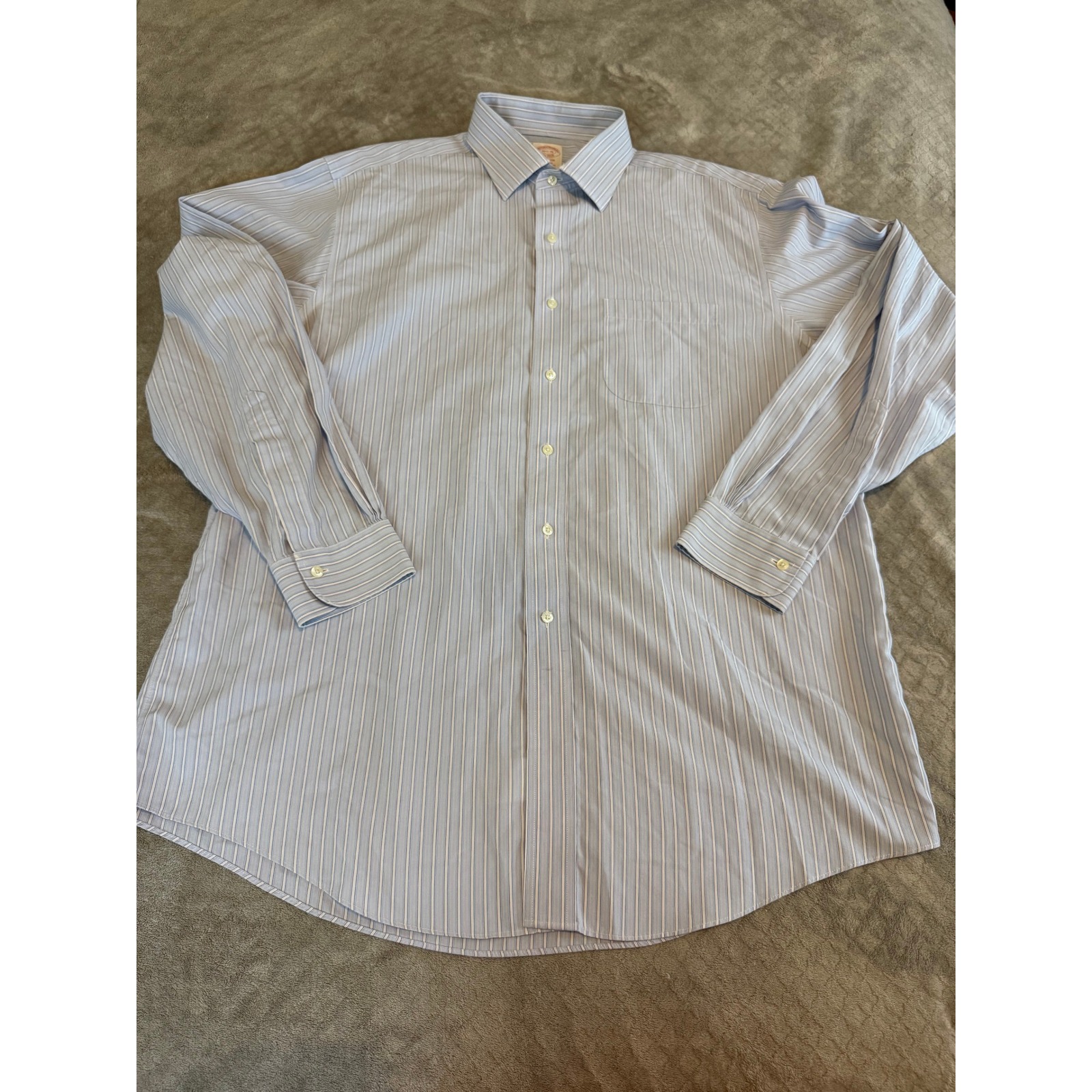 Brooks Brothers Madison Mens 16.5 36 Blue Striped Non-Iron Supima Cotton Shirt